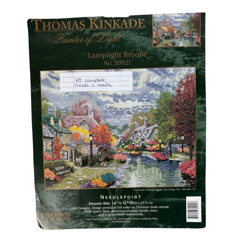 Thomas Kinkade Lamplight Brooke Needlepoint Kit 14”x11” Painter of Light